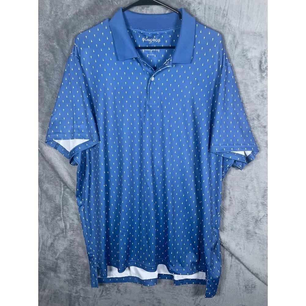 Bonobos Golf Men's Print Performance Polo Shirt Blue Size XL